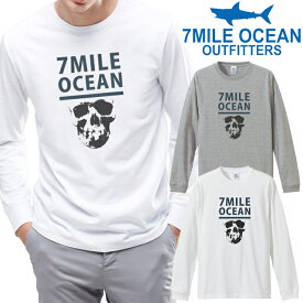 メンズ Tシャツ 長袖 ロングTシャツ ロンt プリント アメカジ 大きいサイズ 7MILE OCEAN スカル ロゴ