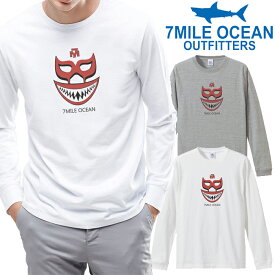 メンズ Tシャツ 長袖 ロングTシャツ ロンt プリント アメカジ 大きいサイズ 7MILE OCEAN プロレス マスク