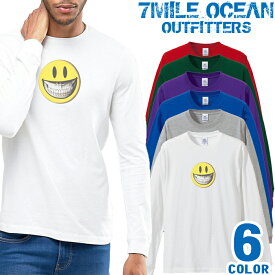 メンズ Tシャツ 長袖 ロングTシャツ ロンt プリント アメカジ 大きいサイズ 7MILE OCEAN スマイル