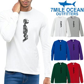 メンズ Tシャツ 長袖 ロングTシャツ ロンt プリント アメカジ 大きいサイズ 7MILE OCEAN スカル ドクロ