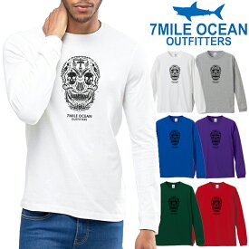 メンズ Tシャツ 長袖 ロングTシャツ ロンt プリント アメカジ 大きいサイズ 7MILE OCEAN スカル だまし絵