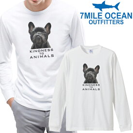 メンズ Tシャツ 長袖 ロングTシャツ ロンt プリント アメカジ 大きいサイズ 7MILE OCEAN 犬 ブルドッグ
