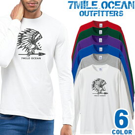 メンズ Tシャツ 長袖 ロングTシャツ ロンt プリント アメカジ 大きいサイズ 7MILE OCEAN ネーティブ ウエスタン