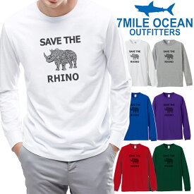 メンズ Tシャツ 長袖 ロングTシャツ ロンt プリント アメカジ 大きいサイズ 7MILE OCEAN サイ 動物