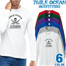 メンズ Tシャツ 長袖 ロングTシャツ ロンt プリント アメカジ 大きいサイズ 7MILE OCEAN スカル ロゴ
