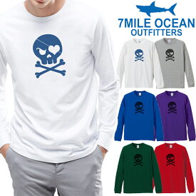 メンズ Tシャツ 長袖 ロングTシャツ ロンt プリント アメカジ 大きいサイズ 7MILE OCEAN スカル ハート
