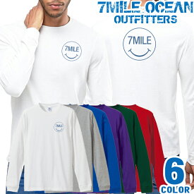 メンズ Tシャツ 長袖 ロングTシャツ ロンt バック 背面 プリント アメカジ 大きいサイズ 7MILE OCEAN スマイル ロゴ