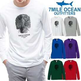 メンズ Tシャツ 長袖 ロングTシャツ ロンt プリント アメカジ 大きいサイズ 7MILE OCEAN スカル