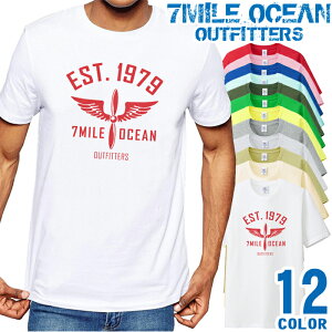 メール便送料無料7MILEOCEANメンズ半袖TシャツプリントロゴT人気ブランドアメカジストリートアウトドアデザイン白黒グレーSMLXLXXL大きいビッグサイズ対応夏物05P03Sep16