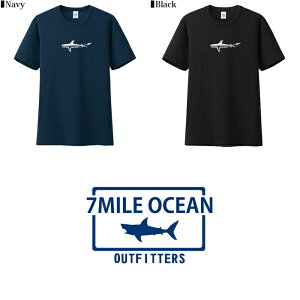 メール便送料無料ビッグサイズ7MILEOCEANメンズ半袖Tシャツ正規シャークサメジョーズプリントロゴ人気アウトドアアメカジホワイトグレー通販価格