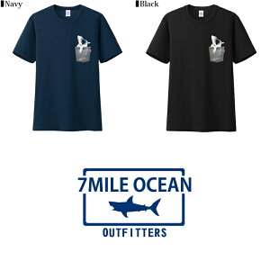 メール便送料無料ビッグサイズ7MILEOCEANメンズ半袖Tシャツ正規おもしろ胸ポケットシャークサメ鮫ジョーズアウトドアアメカジだまし絵ホワイトグレーブラックピンクパープル通販価格