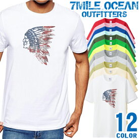 メンズ Tシャツ 半袖 プリント アメカジ 大きいサイズ 7MILE OCEAN ネイティブ