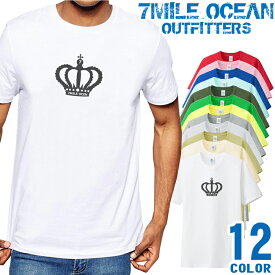 メンズ Tシャツ 半袖 プリント アメカジ 大きいサイズ 7MILE OCEAN 王冠 クラウン