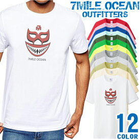 メンズ Tシャツ 半袖 プリント アメカジ 大きいサイズ 7MILE OCEAN プロレス マスク