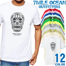 メンズ Tシャツ 半袖 プリント アメカジ 大きいサイズ 7MILE OCEAN スカル だまし絵