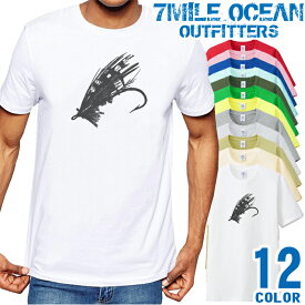 メンズ Tシャツ 半袖 プリント アメカジ 大きいサイズ 7MILE OCEAN 釣り フライ