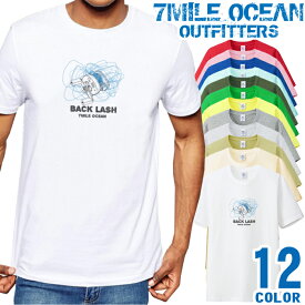 メンズ Tシャツ 半袖 プリント アメカジ 大きいサイズ 7MILE OCEAN 釣り リール