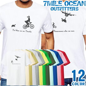 メンズ Tシャツ 半袖 バック 背面 プリント アメカジ 大きいサイズ 7MILE OCEAN ウサギ ドローン