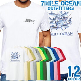 メンズ Tシャツ 半袖 バック 背面 プリント アメカジ 大きいサイズ 7MILE OCEAN カジキ
