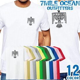 メンズ Tシャツ 半袖 バック 背面 プリント アメカジ 大きいサイズ 7MILE OCEAN オルティガ ネイティブ