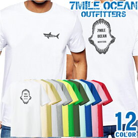 メンズ Tシャツ 半袖 バック 背面 プリント アメカジ 大きいサイズ 7MILE OCEAN サメ シャーク