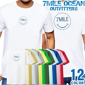 メンズ Tシャツ 半袖 バック 背面 プリント アメカジ 大きいサイズ 7MILE OCEAN スマイル ロゴ
