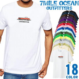メンズ Tシャツ 半袖 プリント アメカジ 大きいサイズ 7MILE OCEAN 機関車 鉄道