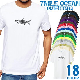 メンズ Tシャツ 半袖 プリント アメカジ 大きいサイズ 7MILE OCEAN 魚 ロゴ