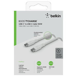 BELKIN CAB014BT3MWH USB-CtoC�V���R�����炩�����ϋv2�d�ҍ��P�[�u��3m �z���C�g