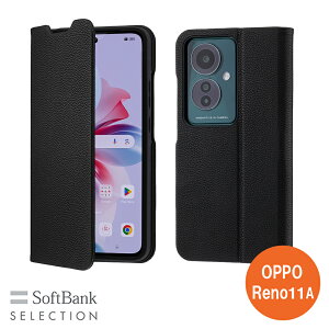 SoftBank SELECTION ϏՌ RECX R Stand Flip for OPPO Reno11 A ubN X^h@\ J[h|Pbg Xgbvz[t SB-A073-SDFB/BK