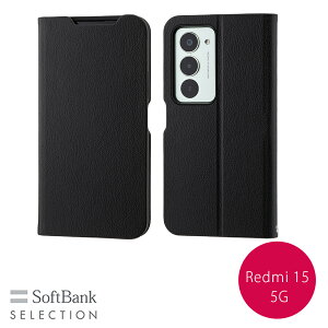 SoftBank SELECTION Stand Flip for Redmi 15 5G / �u���b�N �\�t�g�o���N�Z���N�V���� �蒠�^�P�[�X �X�^���h�@�\ �X�g���b�v�z�[���t�� SB-A109-SDFB/BK