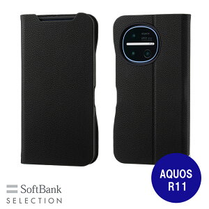 SoftBank SELECTION Stand Flip AQUOS R11 �蒠�^�P�[�X �u���b�N �ϏՌ� �X�^���h�@�\ �}�O�l�b�g���b�N SB-A122-SDFB/BK