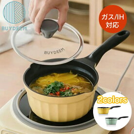 BUYDEEM 蓋付きミルクパン 18cm ガス IH 蓋付き くっつかない 洗いやすい 焦げ付きにくい ノンオイル PFOA PFOS フリー　卵焼き ガラス蓋