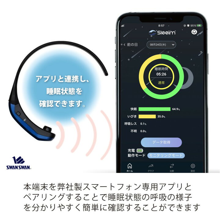 楽天市場】いびき防止 Sleeim スリーム SSS-100 いびき検知 いびき対策 