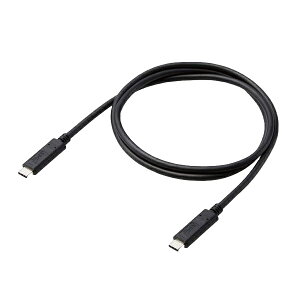 �G���R�� ELECOM USB Type C �P�[�u�� ( USB-C to C ) 1m �[�d/�f�[�^�]���p PD 100W 5A USB3.1 Chromebook �Ή��F��擾 RoHS�w�ߏ��� �u���b�N
