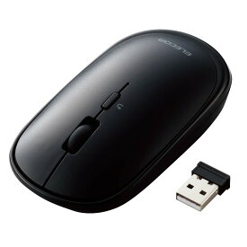 ワイヤレスマウス BlueLED 無線 ( USB 2.4GHz ) 4ボタン 薄型 モバイルマウス 収納ポーチ付き 割り当て機能 レシーバー収納付 ブラック