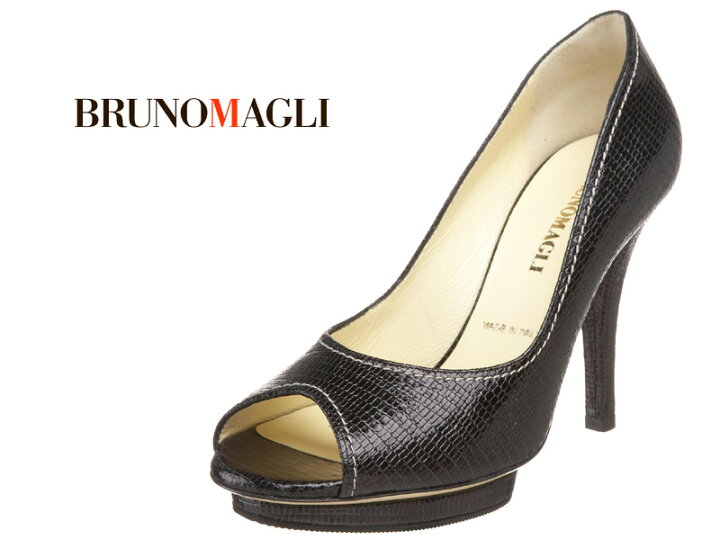 楽天市場 イタリア老舗靴ブランドbruno Magli ブルーノマリ オープントゥ 本革パイソン型押しパンプス ベージュ 黒 Santina 楽ギフ 包装 Trend Icon