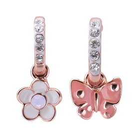 IUHA 個性的 キュート お花+蝶 ピアス スワロフスキー社製クリスタル【金属アレルギーと変色防止】　アクセサリー ギフト