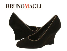 イタリアシューズ老舗ブランド25.5#Bruno Magli ブルーノマリス ウエッジパンプス★Imanブラウン italy 大きいサイズ【楽ギフ_包装】