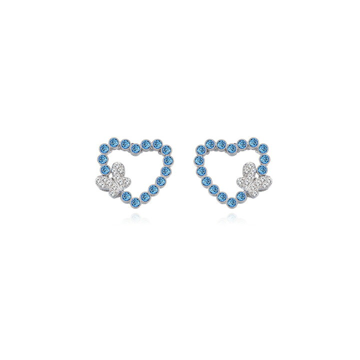 楽天市場】IUHA ブルーハート＆蝶々 ピアス SWAROVSKI スワロフスキー 