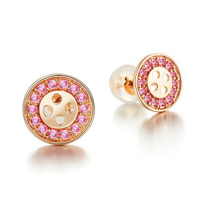 IUHA 18K金製 ピンクゴールド 【ボタン】ピアス SWAROVSKI スワロフスキー社製ジルコニア