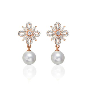 IUHA フラワー&パール ピアス SWAROVSKI スワロフスキー社製クリスタル (合金 (ピアス))