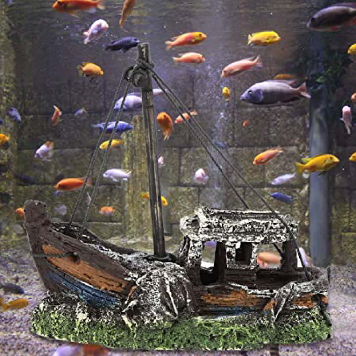 楽天市場】水槽 装飾 オブジェ 沈没船 アクアリウム オーナメント 