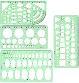 ★在庫品★定規 テンプレート 建築士 製図定規セット 設計 家具 給排水 配管 機械記号定規 円 楕円 作図 9枚入り 透明