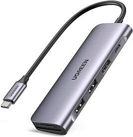 UGREEN USB Cハブ 6-in-1 Type-Cアダプター PD 100W 急速充電 USB C ハブ 3.0 2ポート拡張 HDMI 4K SD MicroSDカードリーダー 6in1 タイプC ドック MacBook Pro Surface