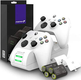Fosmon Dual 2 Max 充電 スタンド Xbox Series X/S(2020), Xbox One/One X/One S Elite 対応 コントローラー 充電器, (置くだけ充電 |2台同時充電) 2個セット充電池 最小容量2200
