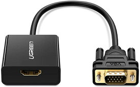 UGREEN HDMI(メス)to VGA オス アダプタ HDMI 変換 VGA 逆方向に非対応 音声出力 HDCP対応 1080P ビデオ変換アダプ For TV Stick/Chromecast/Rasberry Pi//TV Boxに対応
