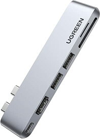 UGREEN USB Cハブ MacBook Pro Air専用 6-in-1 USB-C変換アダプター 4K HDMIを搭載したMacBook Airアダプター USB Cハブ SD/TFカードリーダー USB 3.0x2 Thunderbolt 3