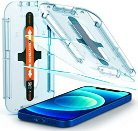 Spigen EZ Fit ガラスフィルム iPhone 12、iPhone 12 Pro 用 貼り付けキット付き iPhone12、iPhone12Pro 用 保護 フィルム 2枚入