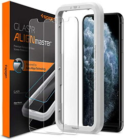 Spigen AlignMaster ガラスフィルム iPhone 11 Pro Max、iPhone XS Max 用 ガイド枠付き iPhone11Pro Max 用 保護 フィルム 2枚入